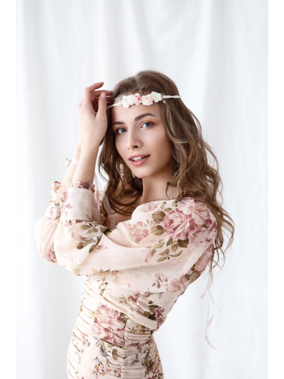 Čelenka s meruňkovými květy pro nevěstu na rozlučku