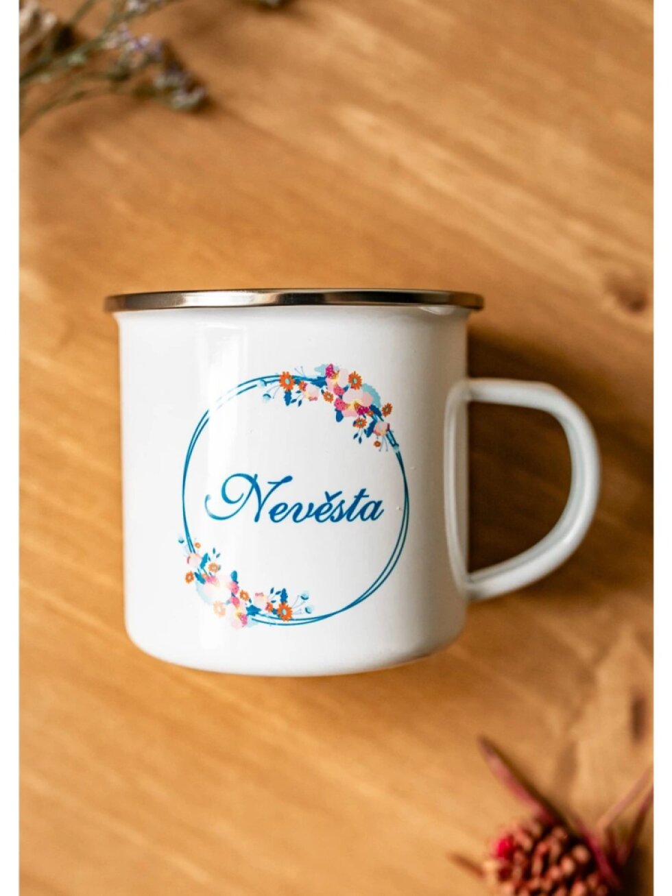 Bílý plecháček - Nevěsta modrý věneček