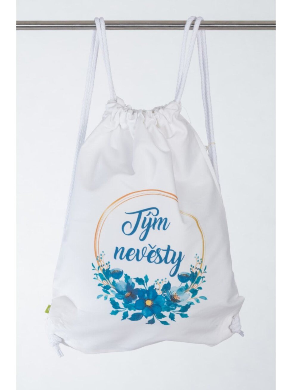 Bílý vak Tým nevěsty - modré květy