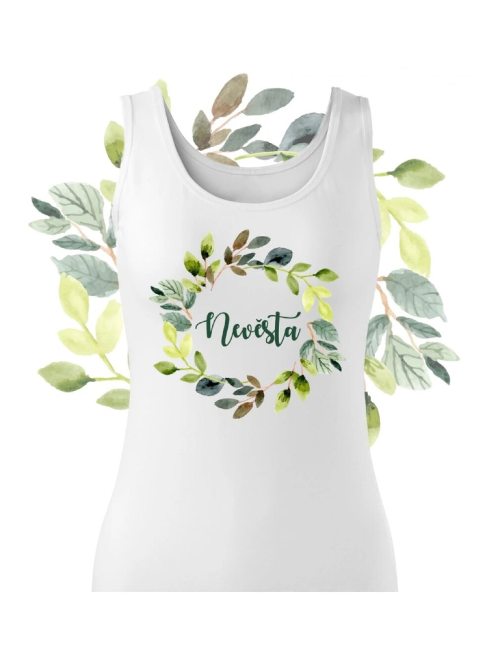 Květinové tílko zelený věneček- Nevěsta