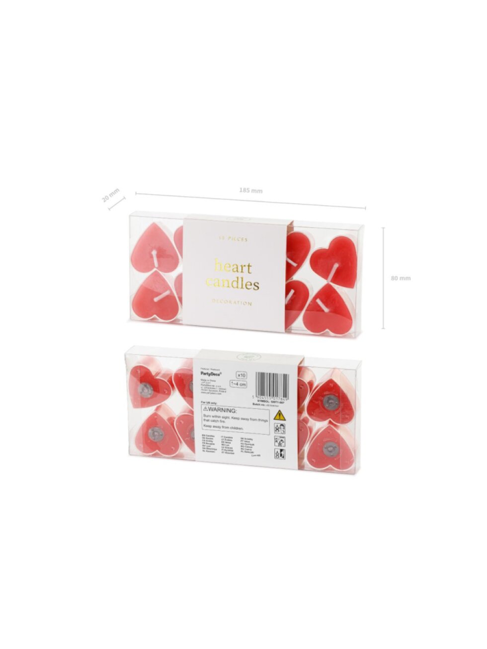 Svíčky srdce červené 4 cm – 10 ks