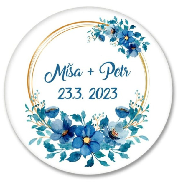 Placka se jmény - modrý věneček - set 10 ks