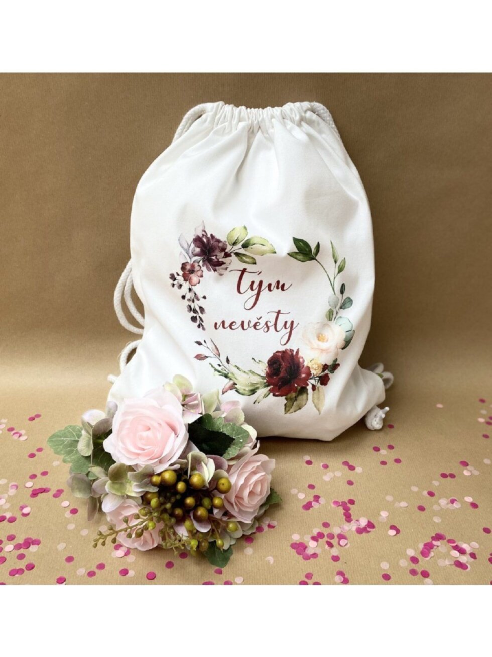 Bílý vak Tým nevěsty - růže