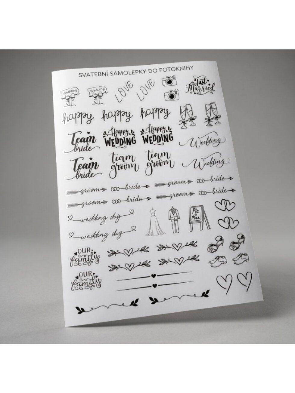 Samolepky do knihy hostů A4 – Happy Wedding