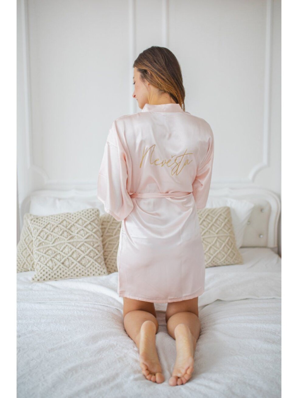 Svatební župan světle růžový - Nevěsta