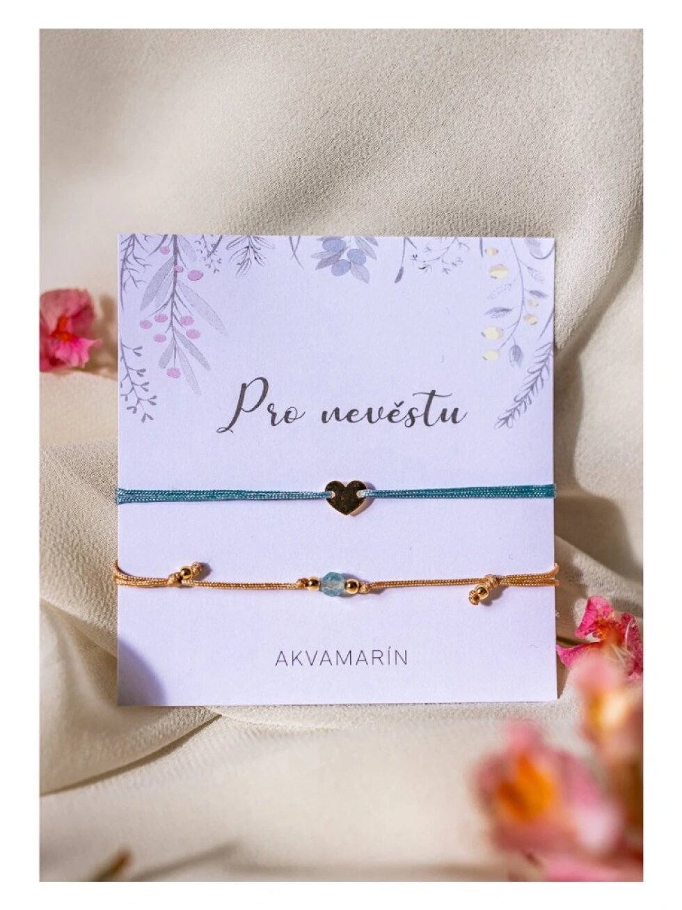 Náramkový set s akvamarín pro nevěstu