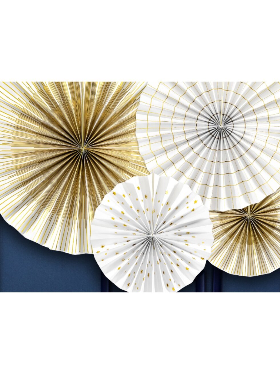 Rozety bílo-zlaté – závěsná dekorace na oslavu