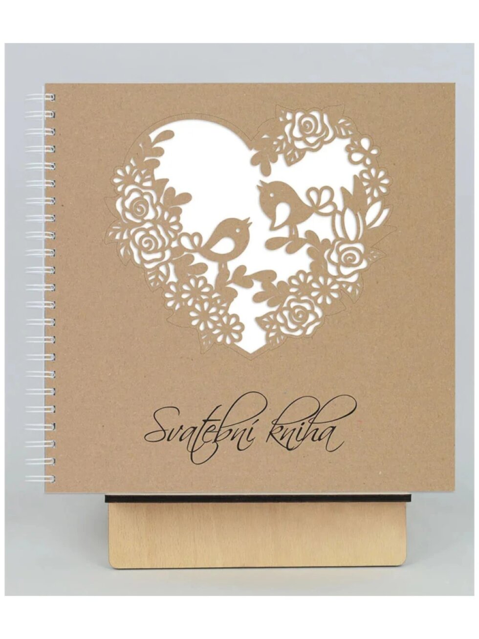 Svatební kniha laser ptáčci – čtvercová, kroužková