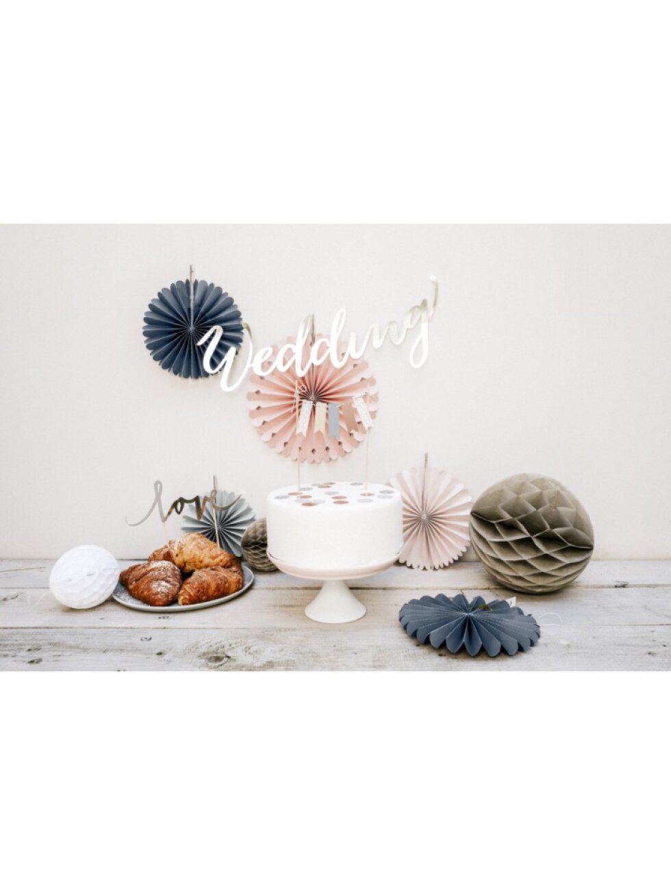 Rozety růžové a šedé – závěsná dekorace na oslavu