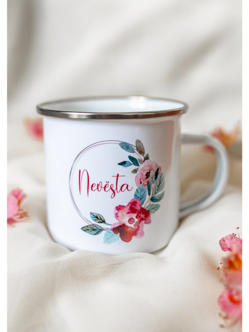 Bílý plecháček - Nevěsta akvarelový věneček