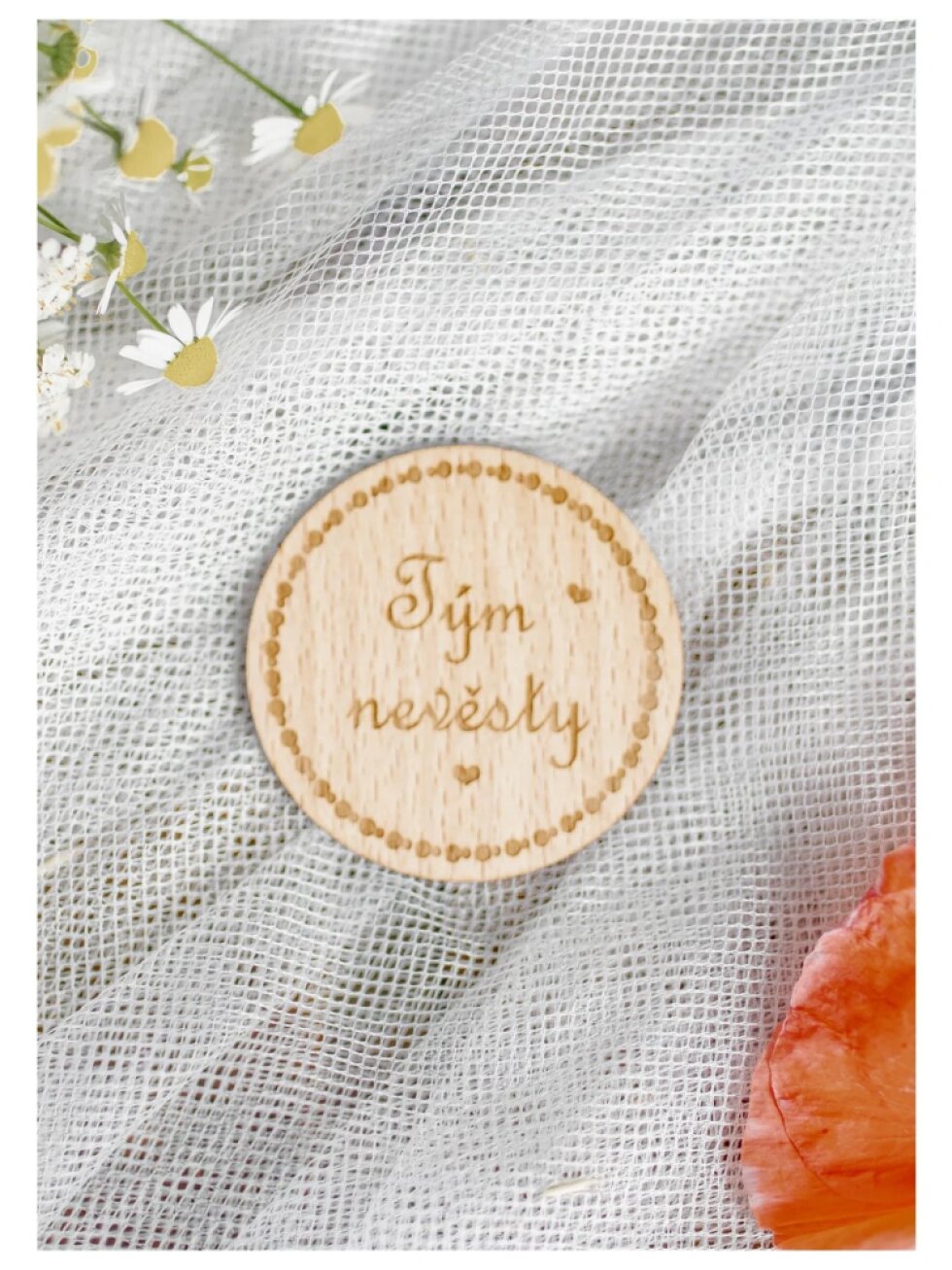 Dřevěná placka Tým nevěsty – doplněk na rozlučku