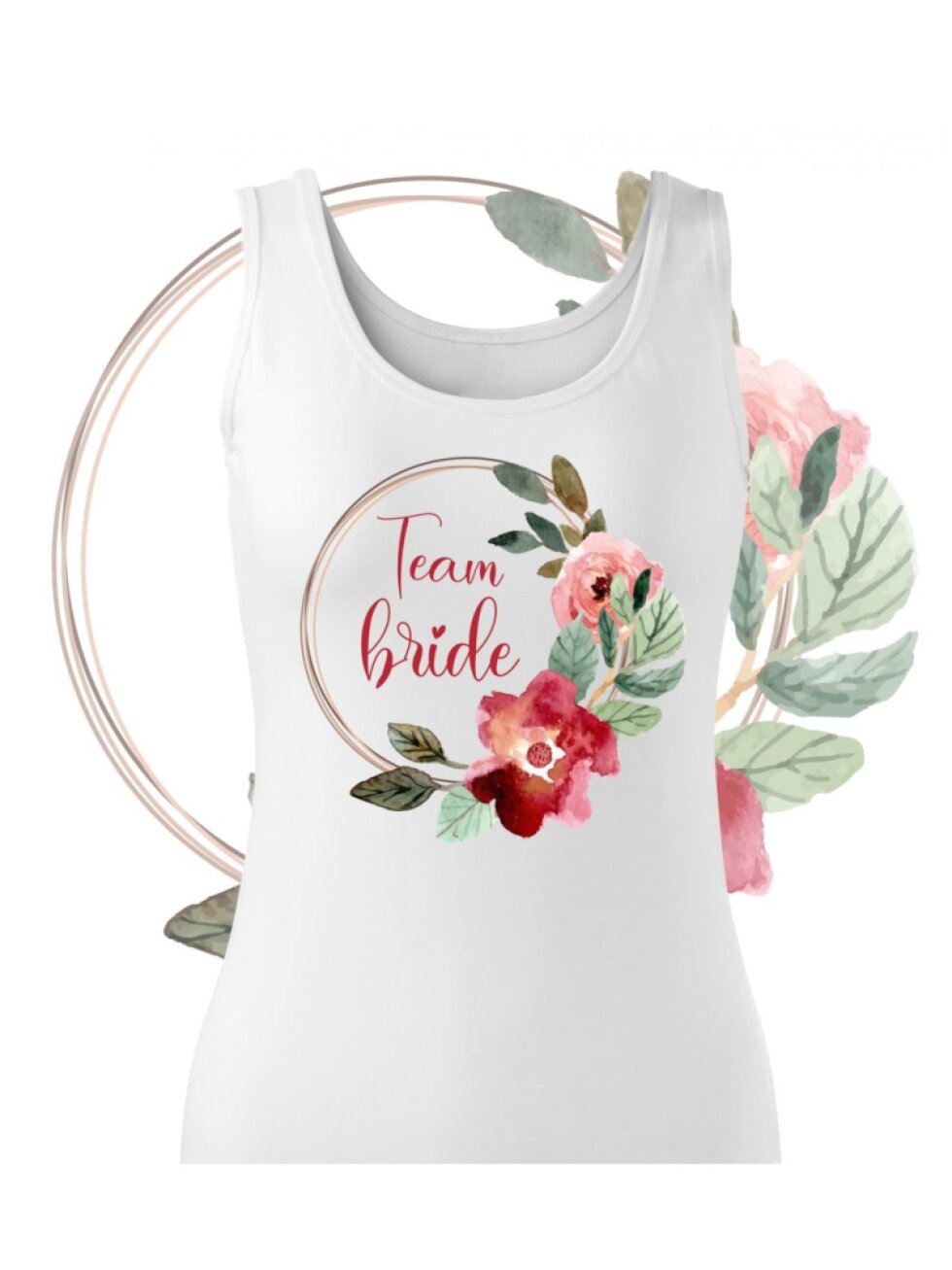 Květinové tílko akvarelový věneček - team bride