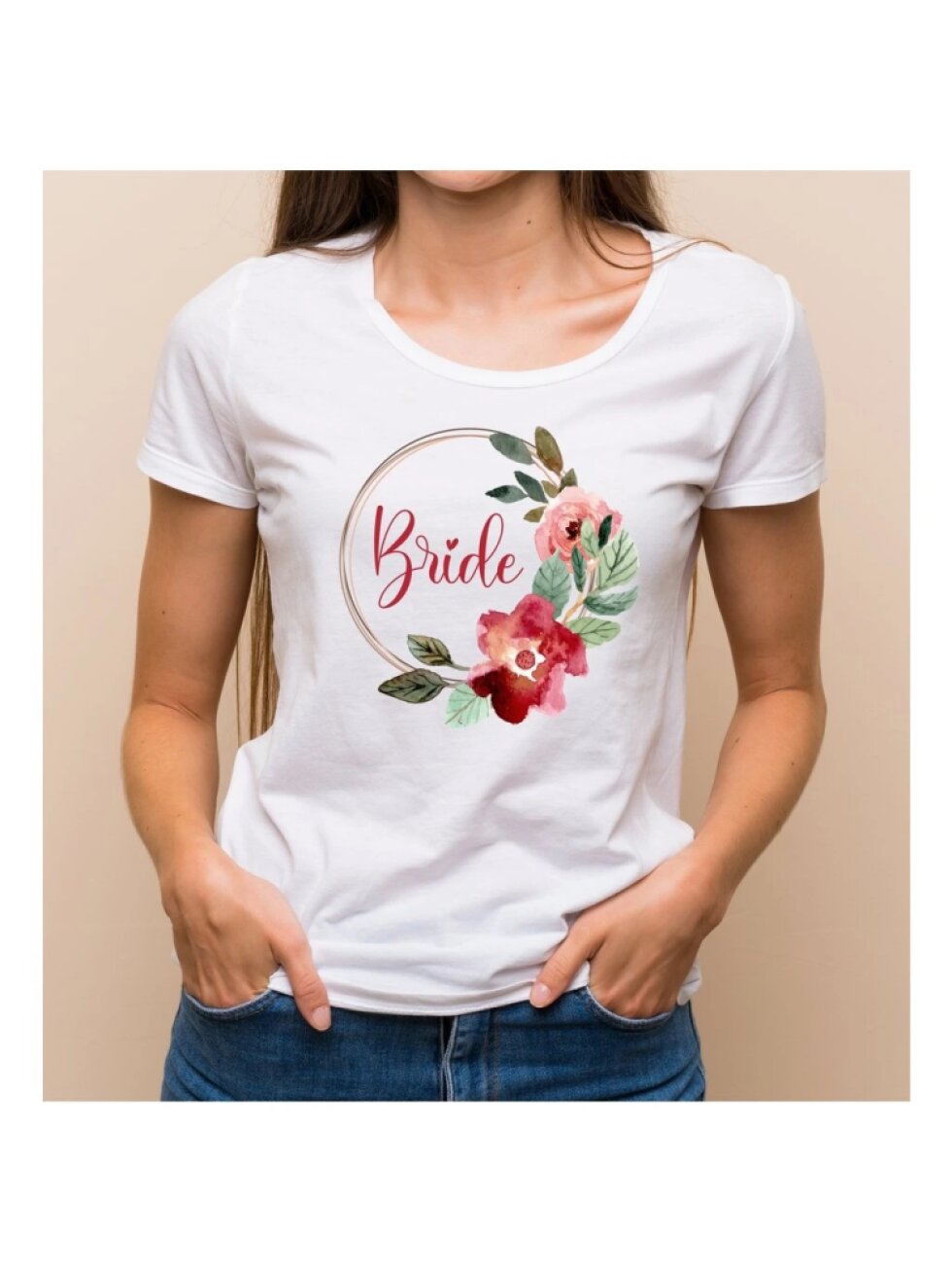 Květinové tričko akvarelový věneček - Bride