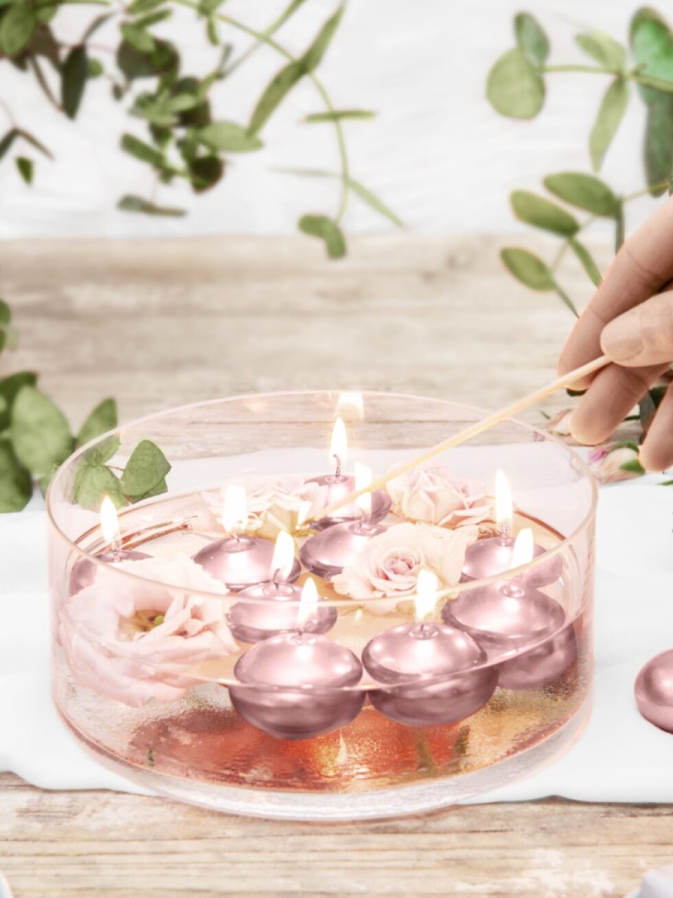 Plovoucí svíčky metalické růžové zlato – 4 cm