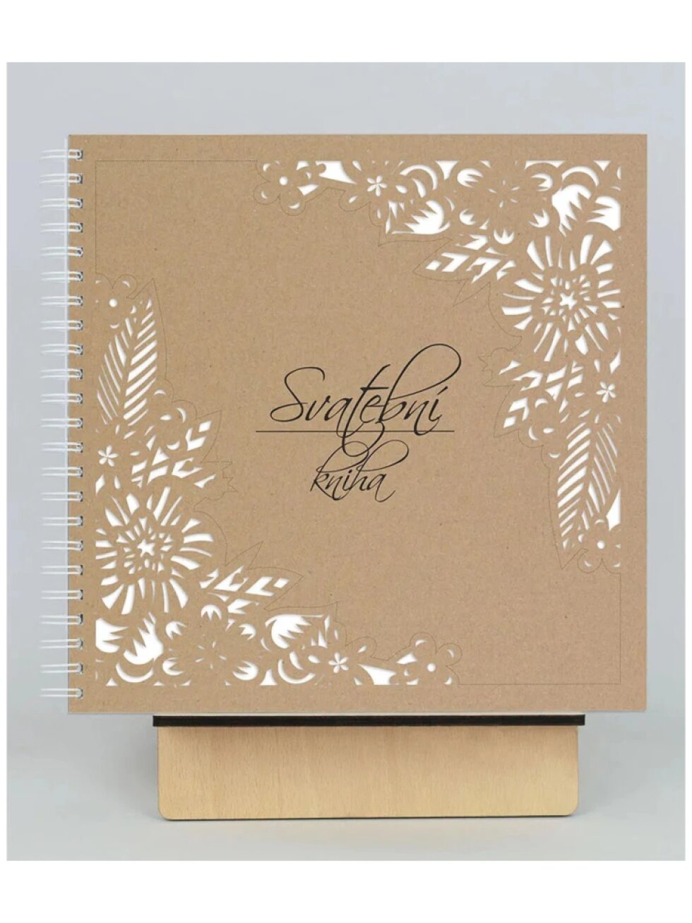 Svatební kniha laser květy – čtvercová, kroužková