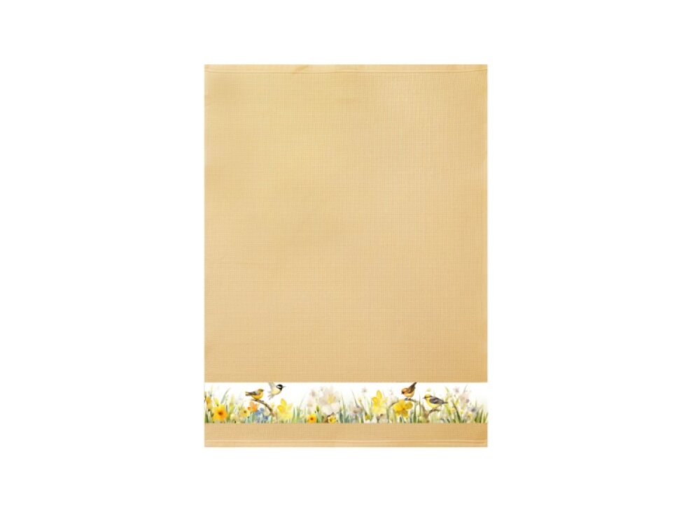 Stylová kuchyňská utěrka BIRDS 50x70 cm žlutá bavlna