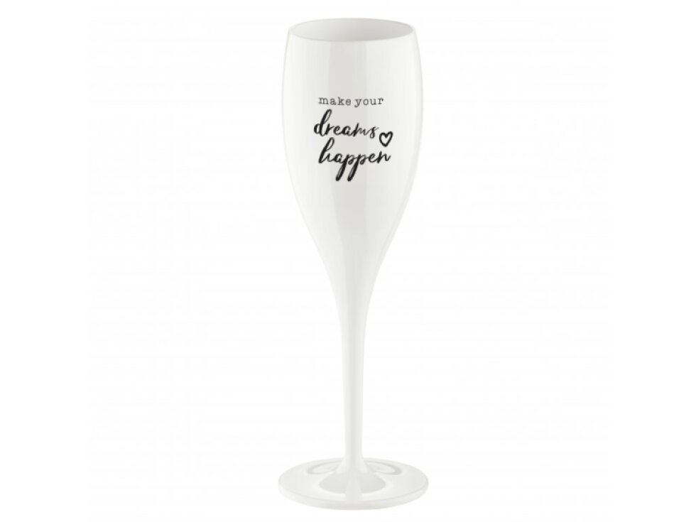 Sklenička CHEERS 100 ml, bílá s potiskem make your dreams happen, Koziol