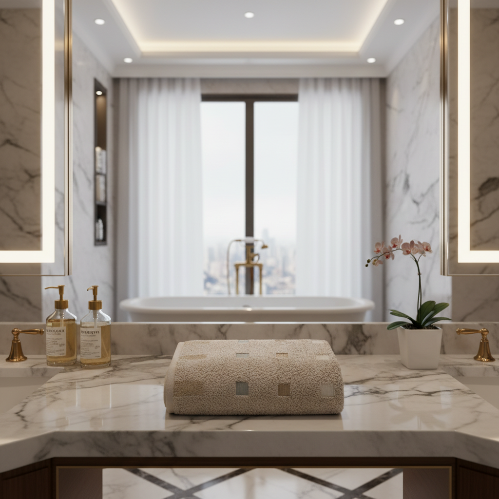 Ručník QUATTRO oxford tan 50x100 cm Framsohn