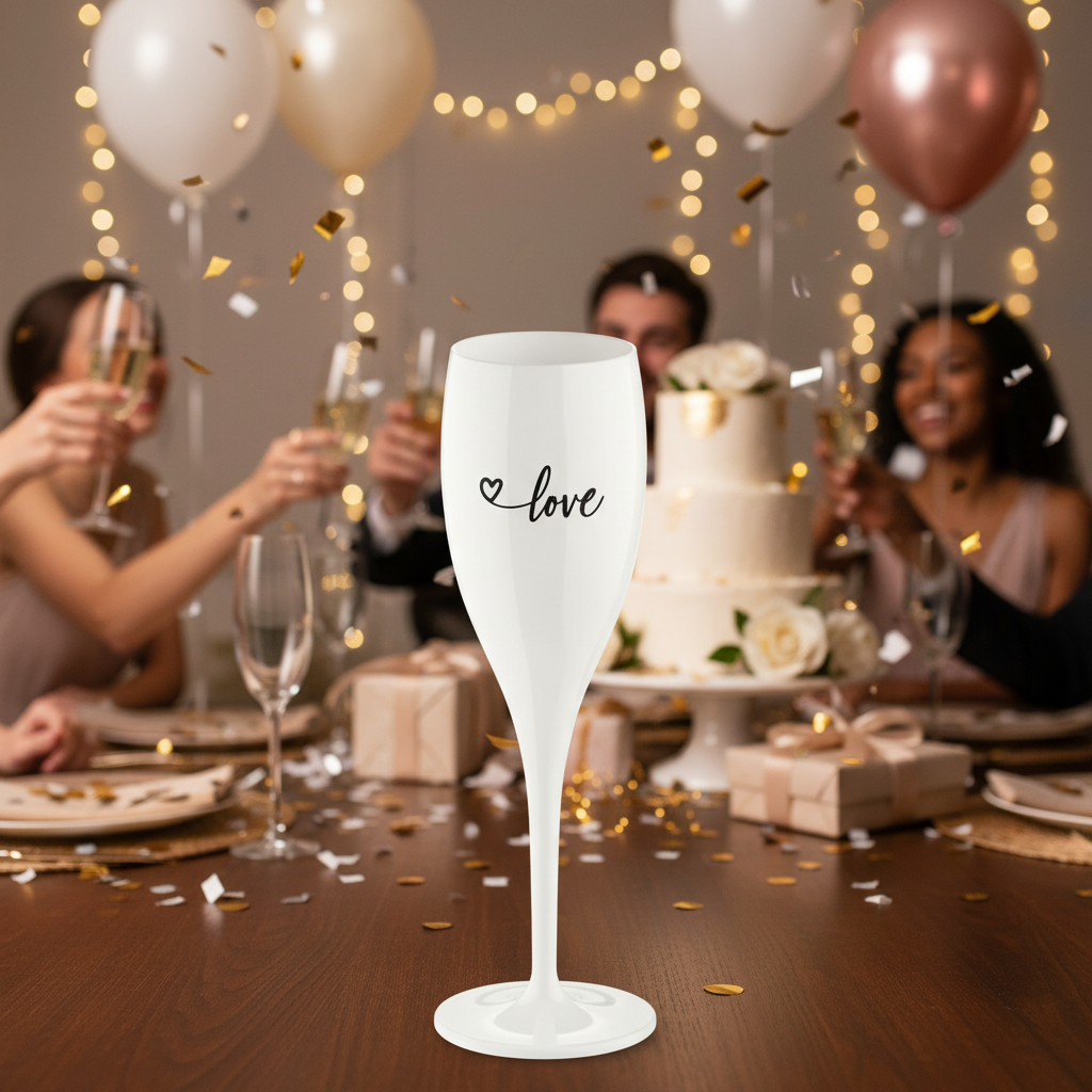 Sklenička CHEERS 100 ml No. 1, bílá s potiskem Love, Koziol