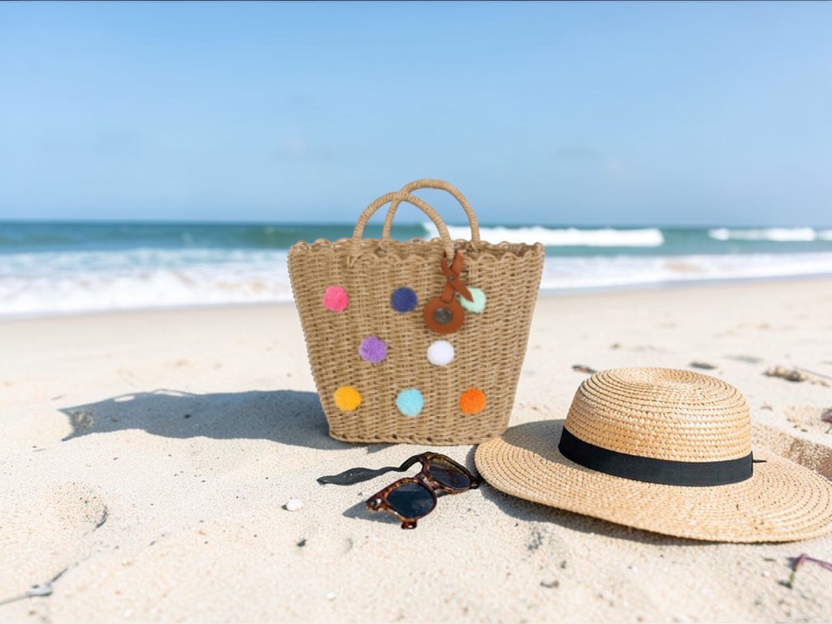 Taška SOFIA S s bambulkami světle hnědá