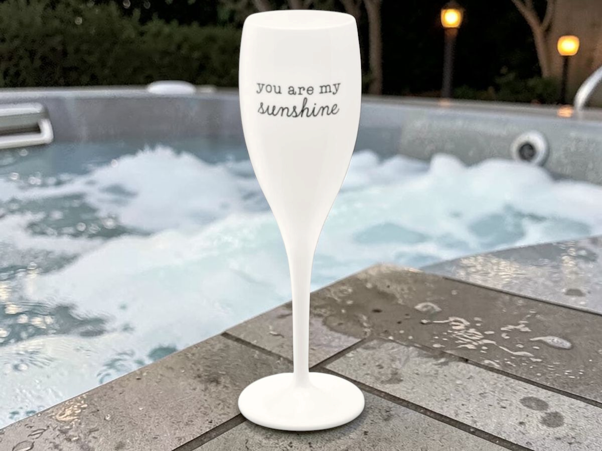 Sklenička CHEERS 100 ml, bílá s potiskem SUNSHINE, Koziol