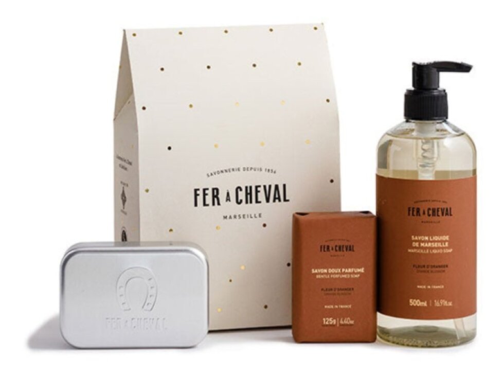 FER À CHEVAL Orange Blossom – dárková sada mýdel 500 ml + 125 g s krabičkou
