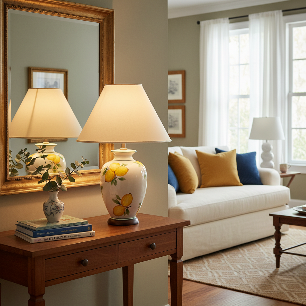 Stolní lampa LEMONE v. 57 cm krémová