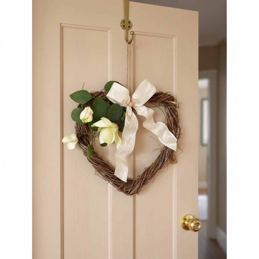 Vícebarevná Dekorace Srdce s Magnolií 30 cm