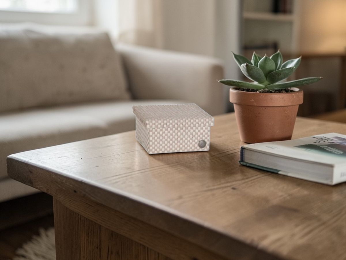 Košík s víkem CUBE S caffe latte/champagne