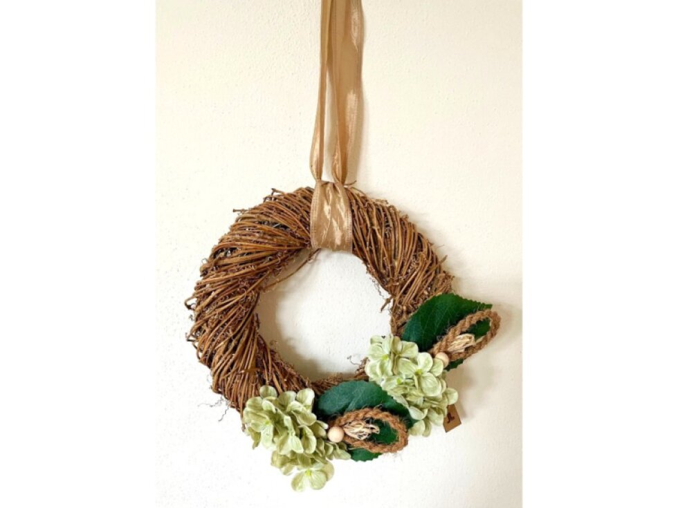 Elegantní přírodní věnec s hortenzií 25 cm - Dekorace