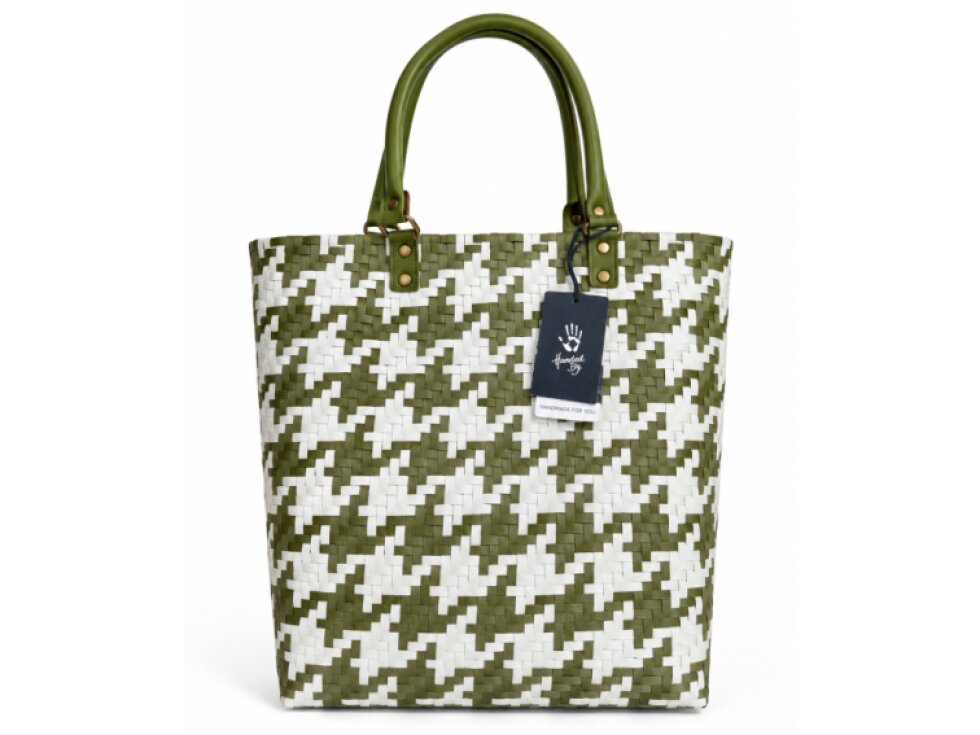 Handed By MAYFAIR XS ručně pletená taška 27 × 12 × 32 cm, olive/champagne
