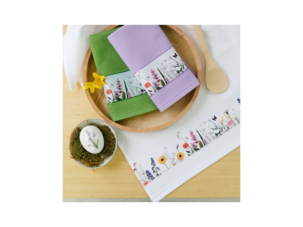 Kuchyňská utěrka FLOWER MEADOW 50x70 cm fialová, 100% bavlna