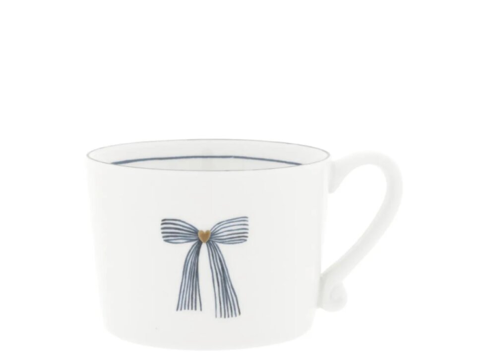Hrnek s modrou mašlí Iris Blue Bow 240 ml, bílý – Bastion Collections