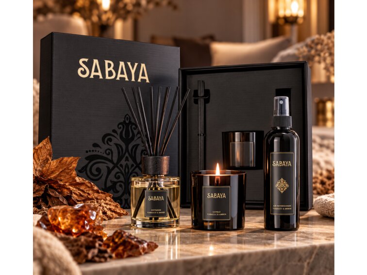 Dárková sada bytových vůní Luxury Collection TOBACCO & AMBER – Sabaya