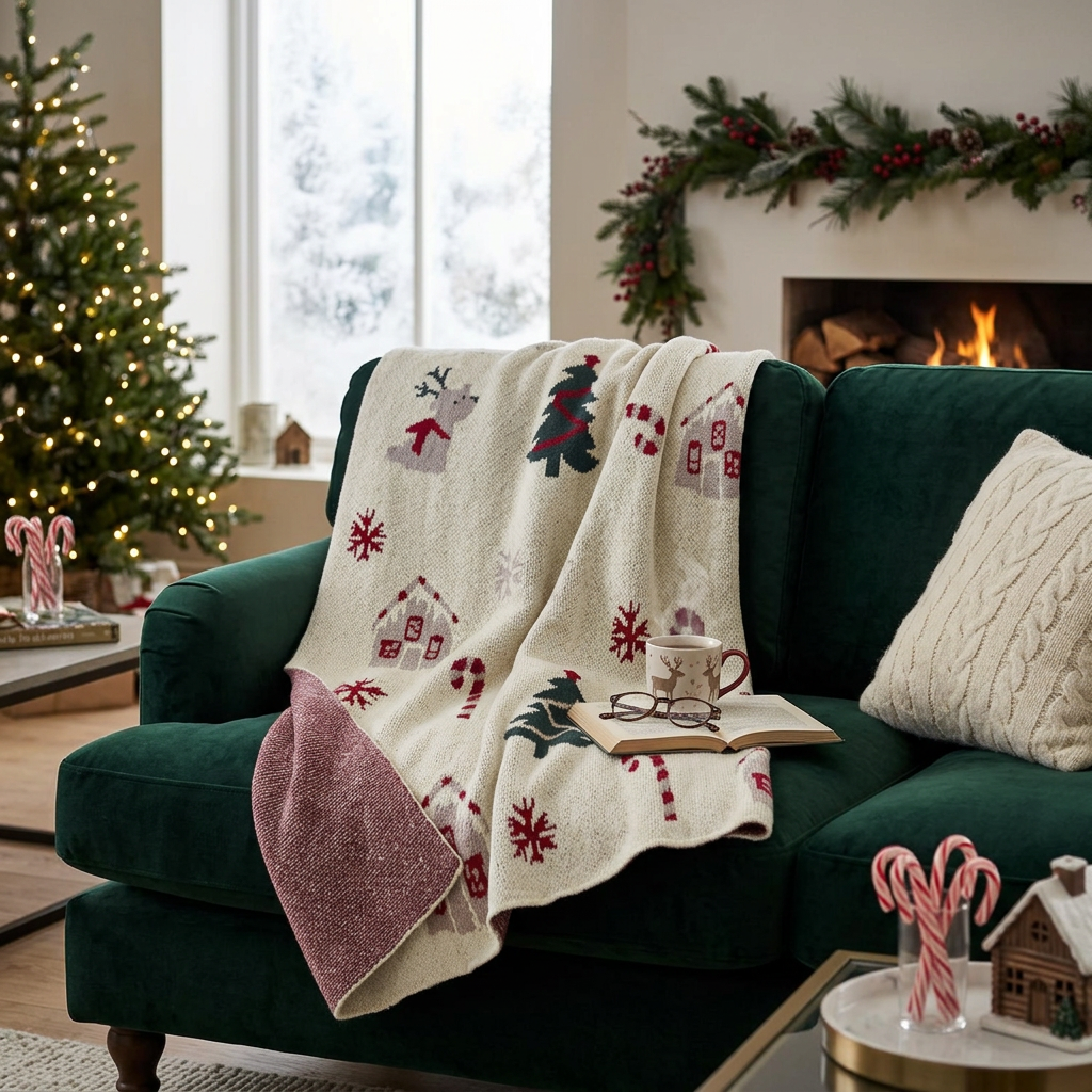 Vánoční bavlněný pléd MERRY DAYS 130 × 170 cm – Sander