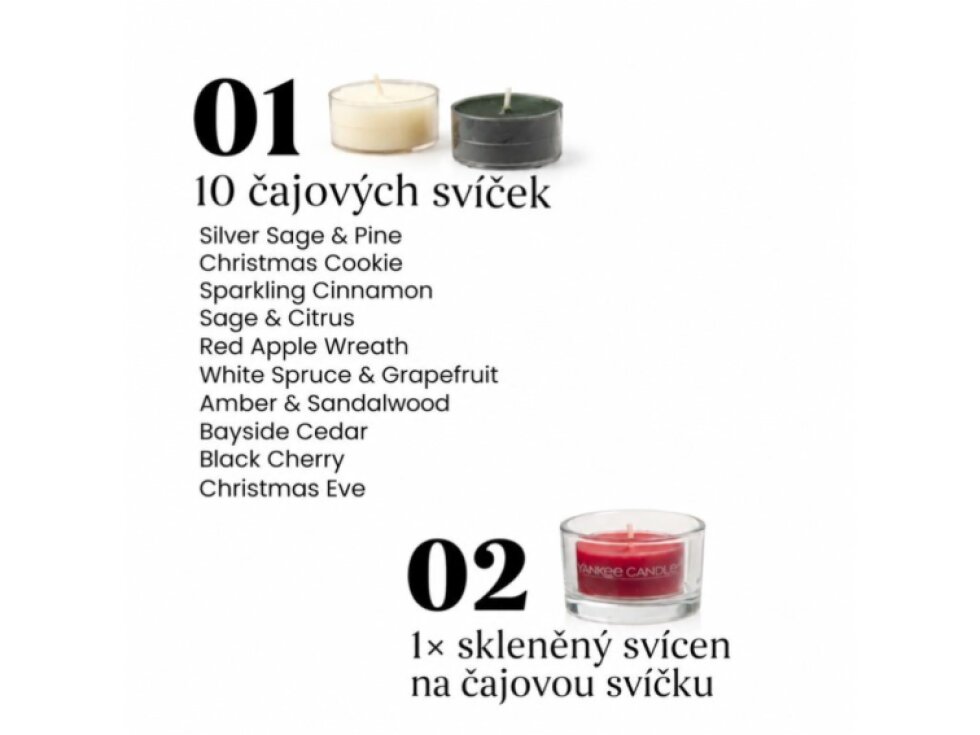 Yankee Candle Vánoční dárková sada 10 čajových svíček + svícen