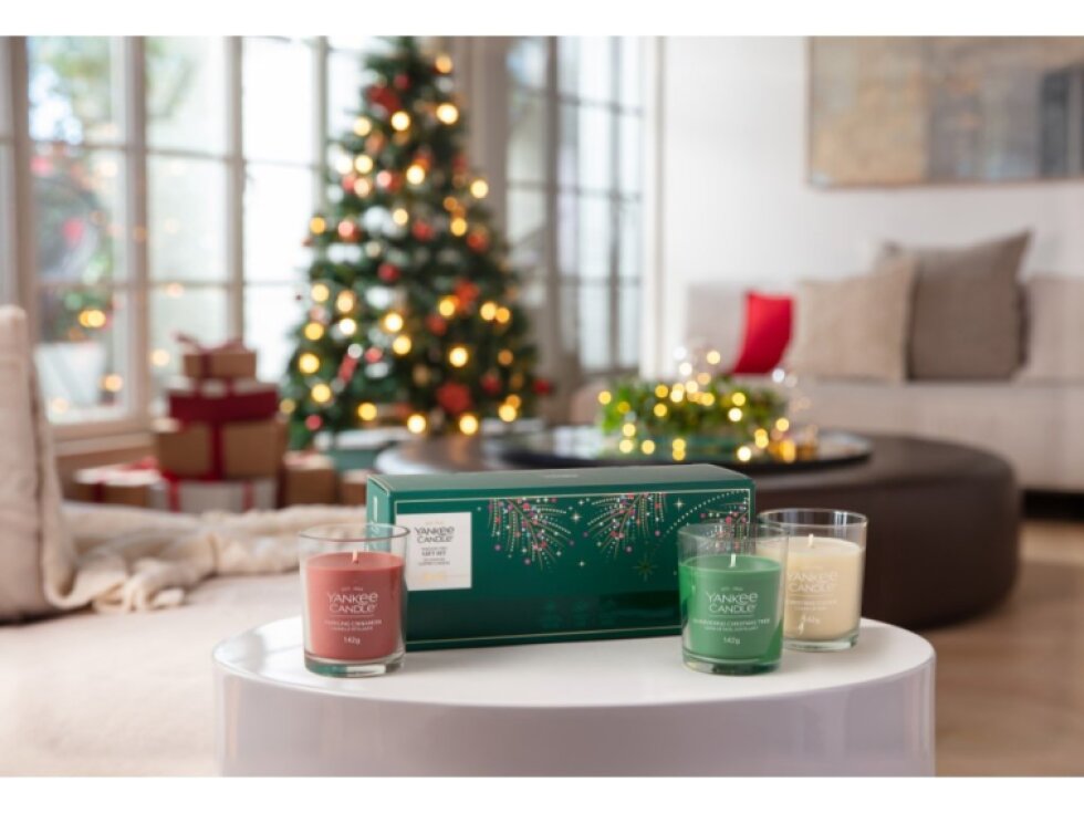 Yankee Candle Vánoční dárková sada 3 malé svíčky 3 × 142 g