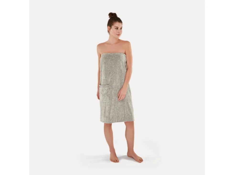 Möve EDEN saunový froté sárong s kapsou Nature/Black, vel. 40–48