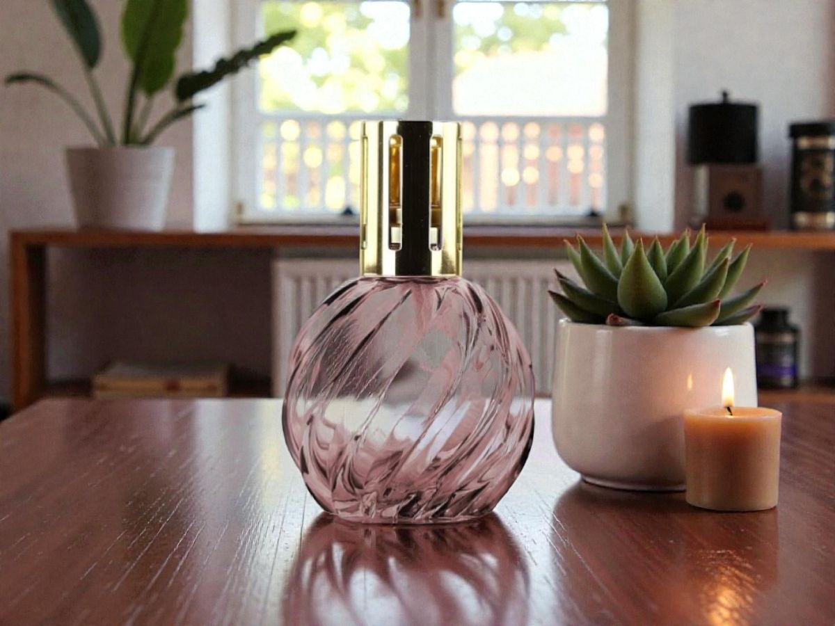 Katalytická lampa SPIRAL MAUVE velká skleněná fialová