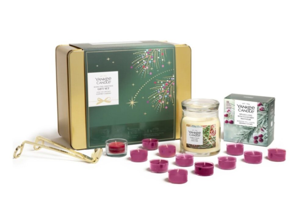 Yankee Candle Vánoční dárková sada svíčka 368 g + 12 × 9,8 g + svícen + nůžky na knot