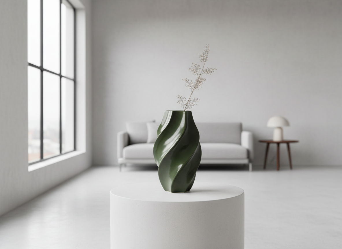 Elegantní zelená váza Broste ODETTE z lesklé kameniny, 32 cm