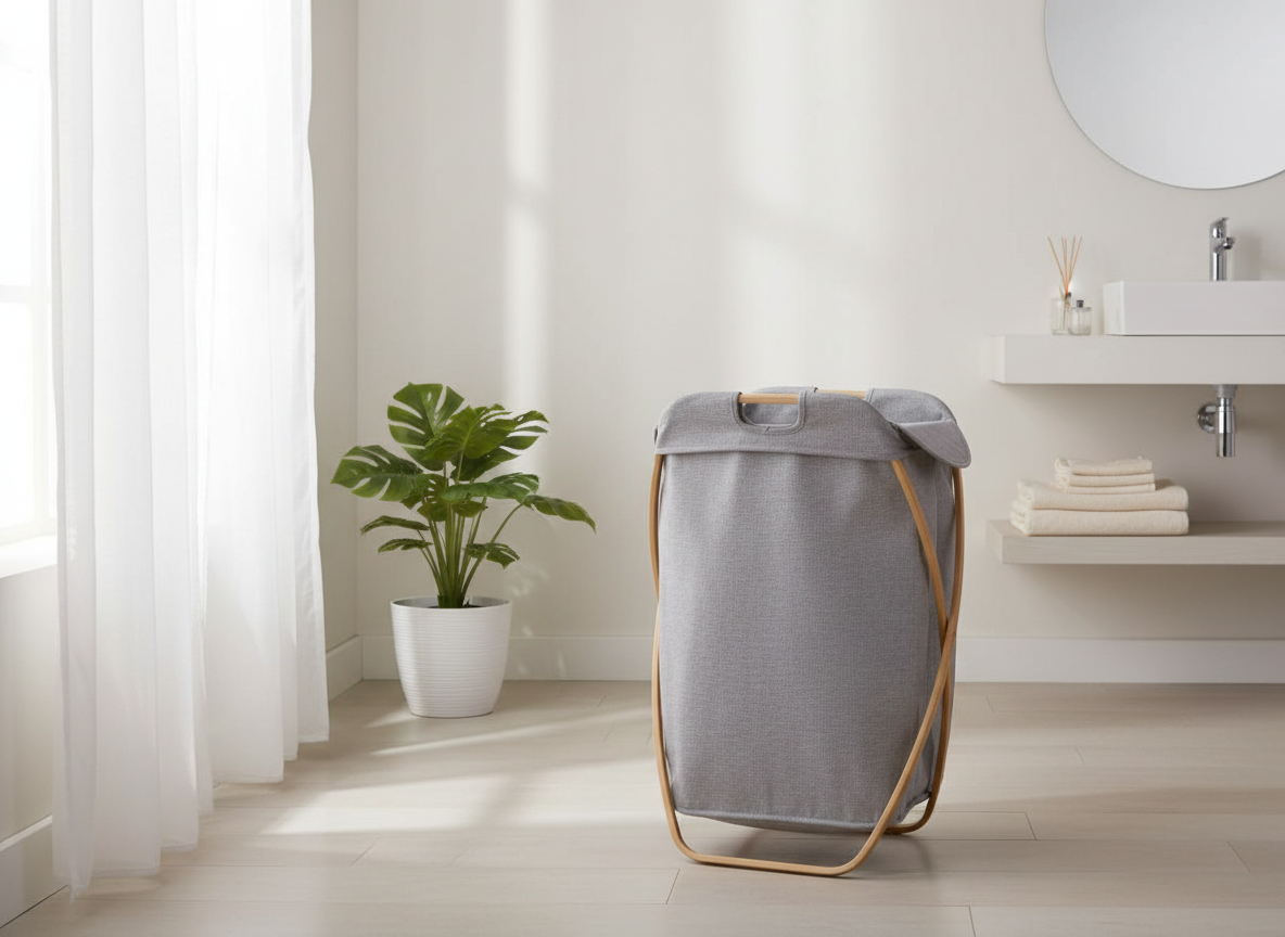 Koš na prádlo s víkem BAMBOO grey