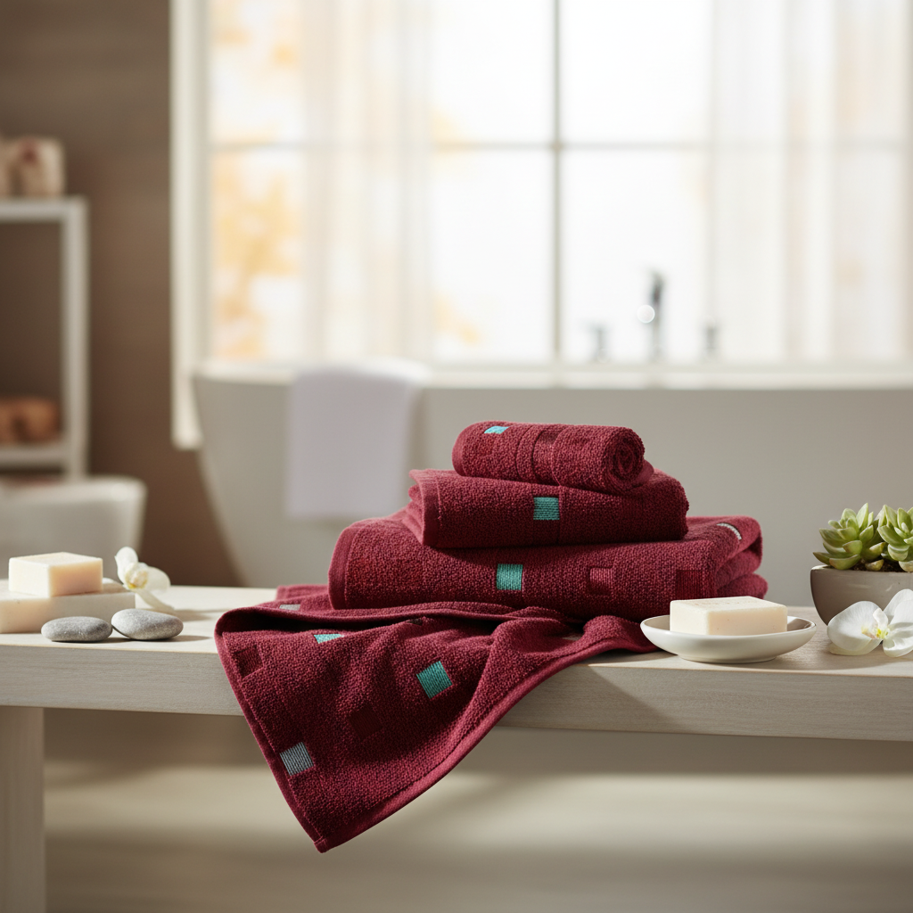 Ručník QUATTRO 50 x 100 cm, bordeaux