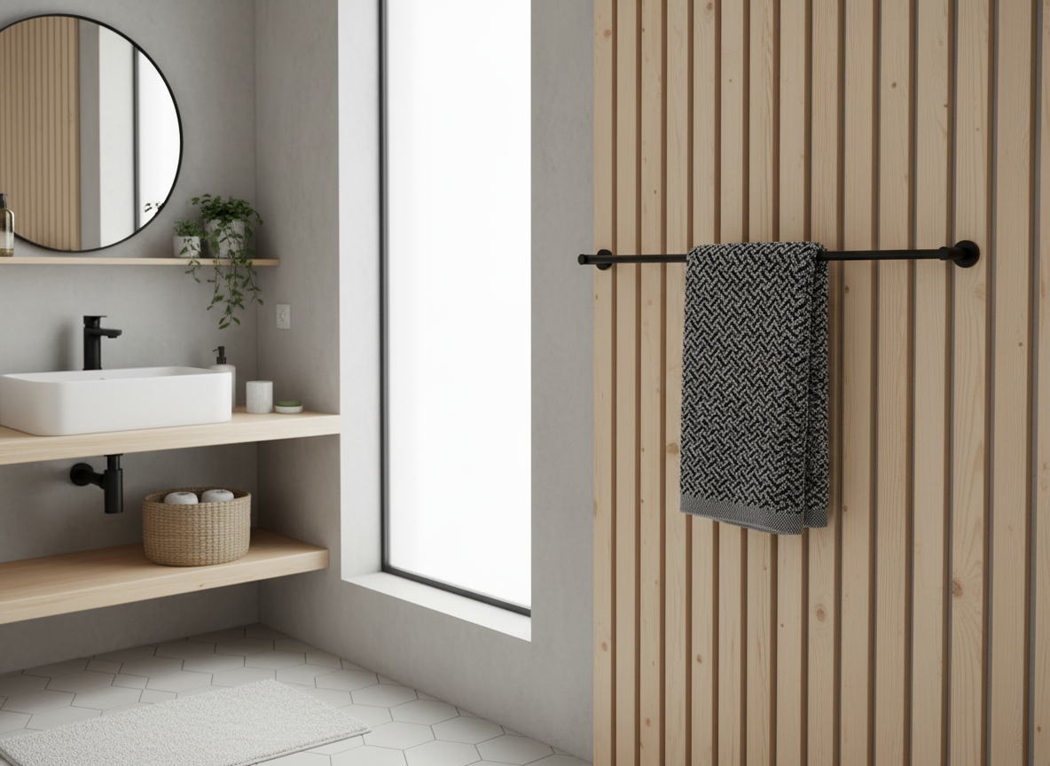 BROOKLYN ručník rybí kost 50 x 100 cm nature/black