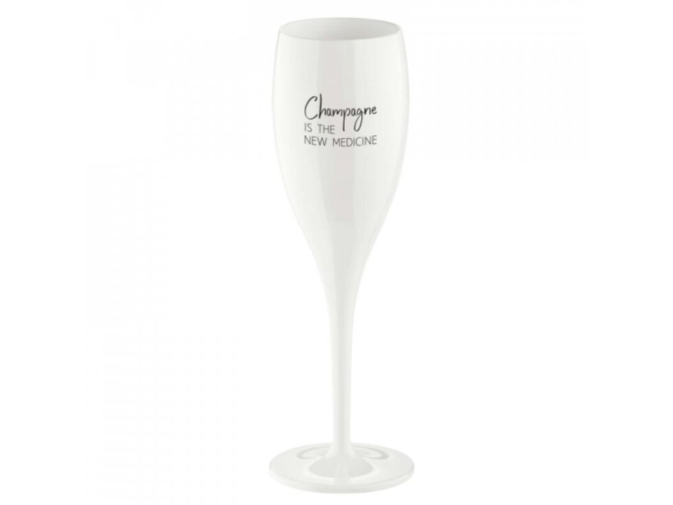 Sklenička CHEERS 100 ml, bílá s potiskem Champagne is the new medicine, Koziol