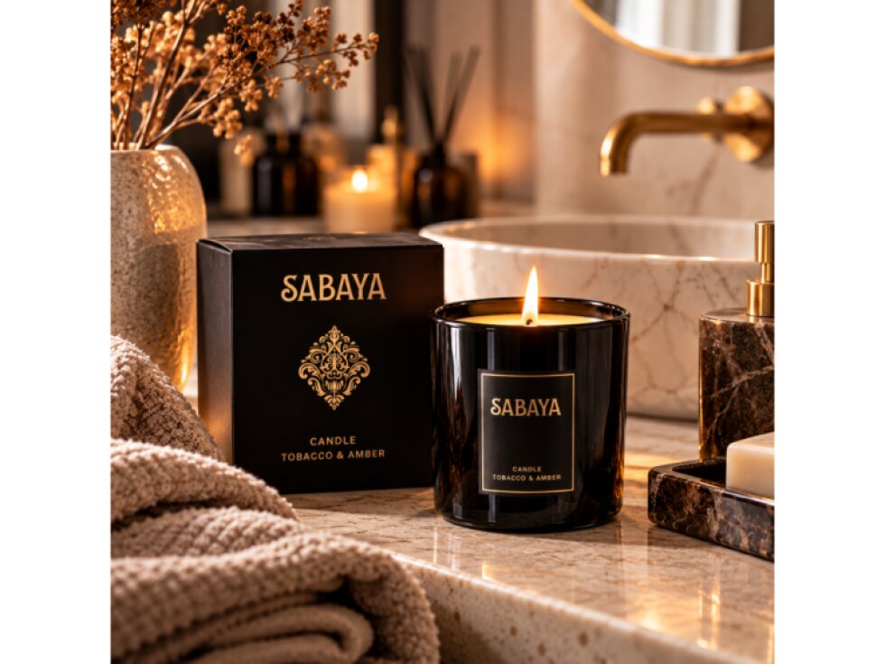 Vonná sójová svíčka TOBACCO & AMBER 175 g – SABAYA