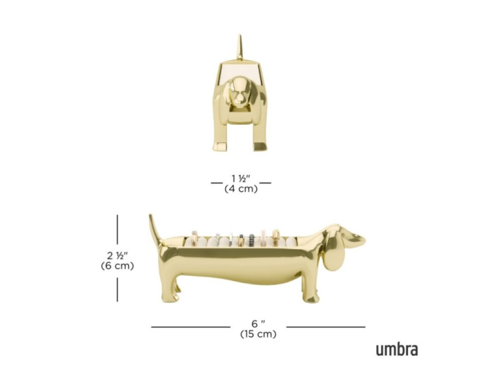 Luxusní šperkovnice Umbra DACHSIE pro prstýnky - zlatá
