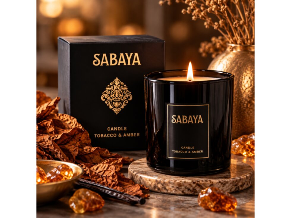 Vonná sójová svíčka TOBACCO & AMBER 175 g – SABAYA