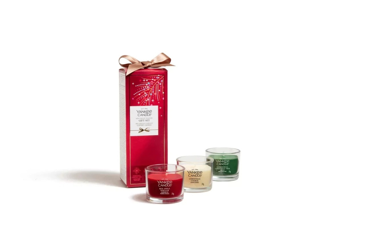 Yankee Candle Vánoční dárková sada 3 votivních svíček ve skle 3× 37 g