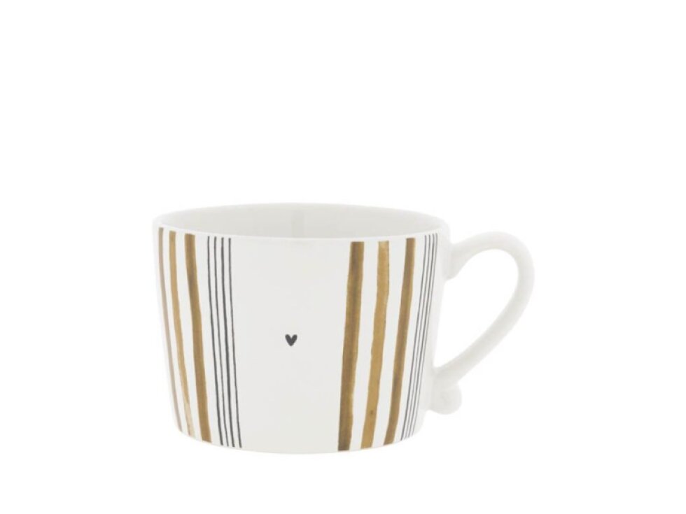 Bastion Collections hrnek LITTLE STRIPES 240 ml, bílý/hnědý/černý